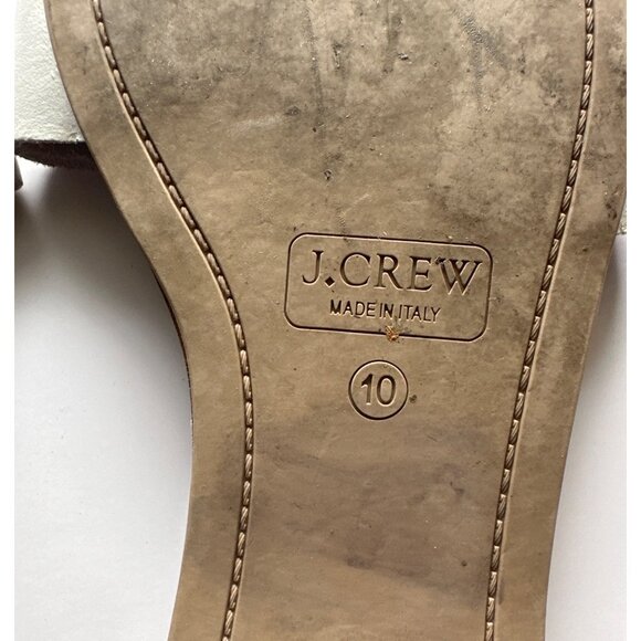 J.Crew Womens White Leather Slide Sandals Size 10 Made In Italy - Picture 4 of 4